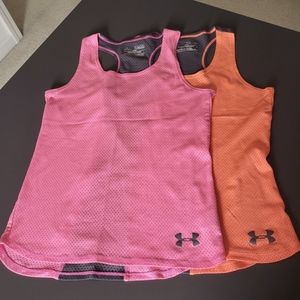 Set of 2 Under Armour Heatgear Tank Top Pink/Orange YMD